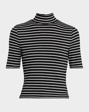 The Knit Stripe Mock-Neck Top
