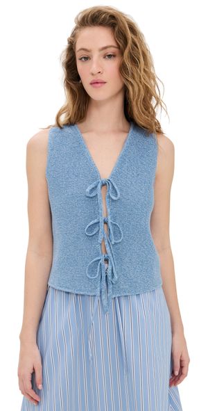 ALIGNE Isla Knitted Tie Waistcoat Blue M