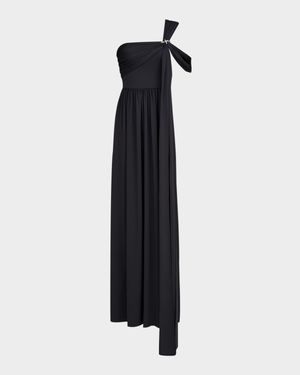 Adena One-Shoulder Draped Jersey Maxi Dress