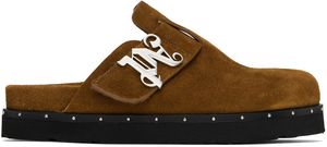 Palm Angels Brown Studded 'PA' Mules