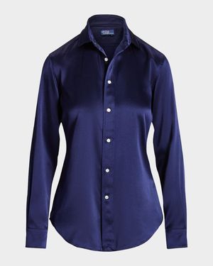 Button-Down Silk Charmeuse Shirt