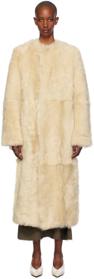 TOTEME Manteau beige en peau retournée