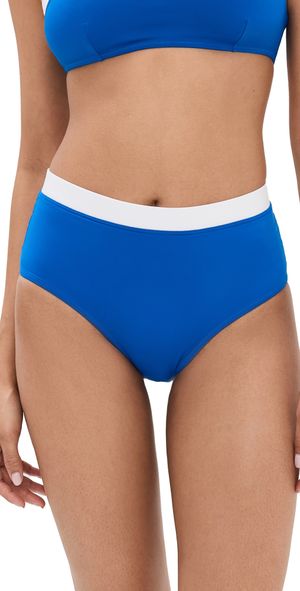 STAUD Devon High Rise Bikini Bottoms Sapphire/White S