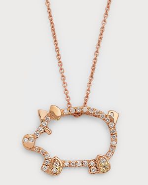 18K Rose Gold Diamond Pig Pendant Necklace
