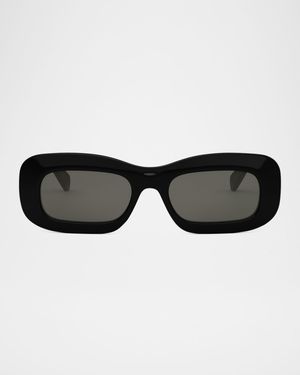 Bold 3 Dots Acetate Rectangle Sunglasses