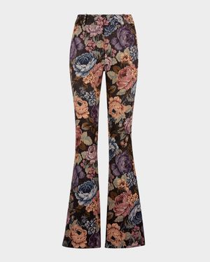 Floral Jacquard Bootcut Pants