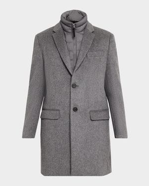 Men's Wool Topcoat with Removable Down Bib