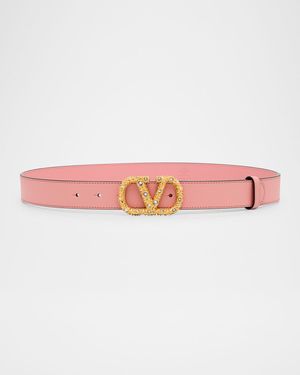 VLogo Signature Jeweled Calf Leather Belt, 30mm
