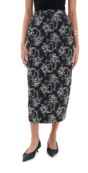 Kika Vargas Toshiko Skirt Black Cotton Embroidery Black 10