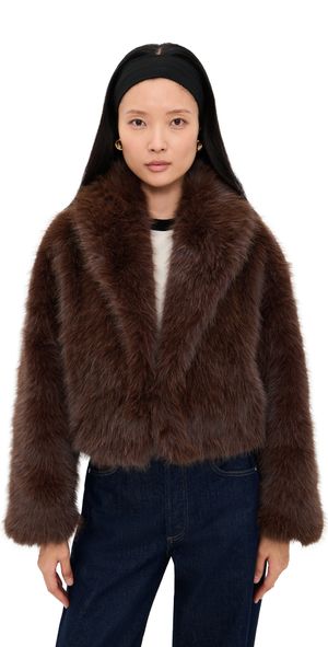 Lioness Madame Faux Fur Jacket Chocolate XXS