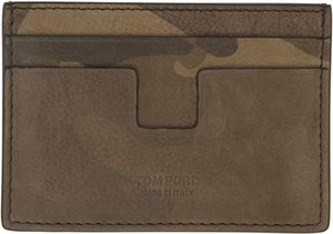 TOM FORD Khaki Camo Nubuck Money Clip Card Holder