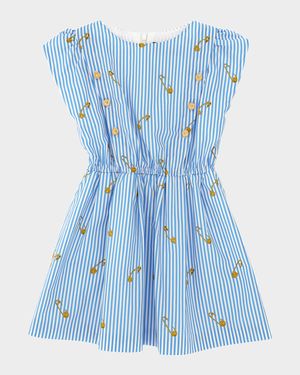 Girl's Pinstripe Paperclip-Print Dress, Size 2-5