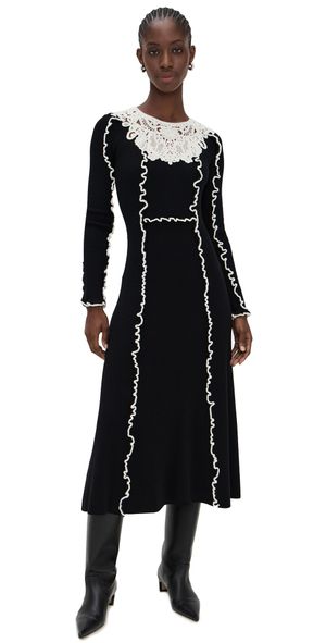 Sea Vania Lace Midi Knit Dress Black XS