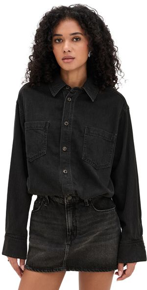 Good American Denim Shirt Dress Black389 S