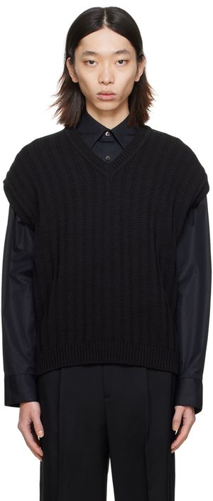 WOOYOUNGMI Black V-Neck Vest