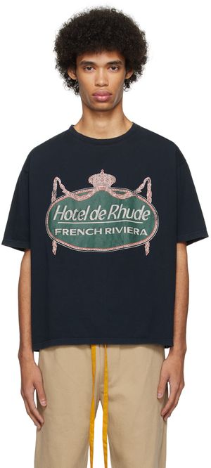 Rhude T-shirt noir à image à logo