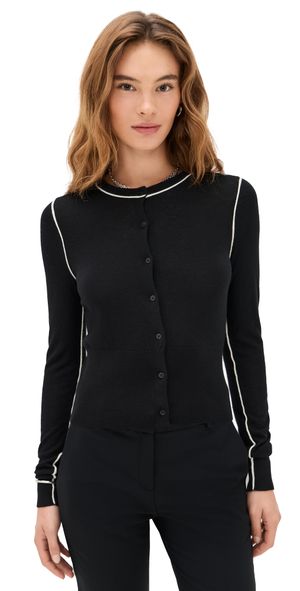 St. Agni Wool Fine Line Cardigan Black/Off White XXS