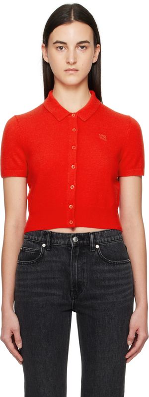 alexanderwang.t Red Logo Embroidered Cardigan