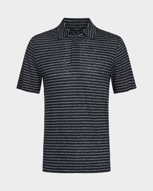 Men's Striped Linen Polo Shirt
