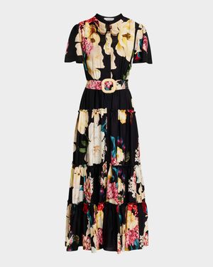 The Sammie Tiered Floral-Print Midi Dress