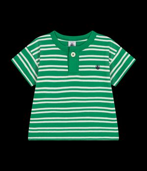 Petit Bateau - Tee-shirt manches courtes rayé en coton - Taille 36M - Vert