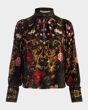 Marion Floral Mock-Neck Blouse