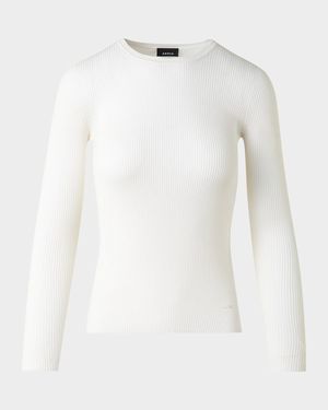 Silk Cotton Rib Crewneck Sweater