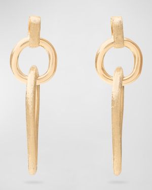 18K Yellow Gold Polished and Engraved Link Drop Earrings