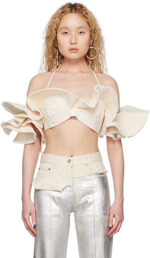JACQUEMUS Off-White Le Raphia 'La Brassière Artichaut' Bralette