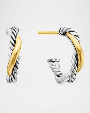 Petite Infinity Huggie Earrings in Silver with 14K Gold, 2.9mm, 0.1"L