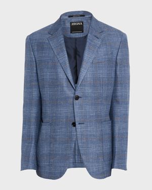 Men's Melange Windowpane Winter Crossover Sport Coat