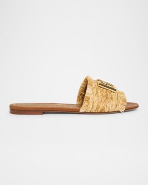 DG Medallion Raffia Slide Sandals