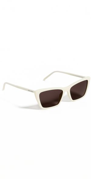 Saint Laurent Mica Thin Sunglasses Ivory/Black One Size