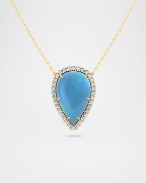 Small Sparrow Aquamarine Pendant Necklace with Diamonds