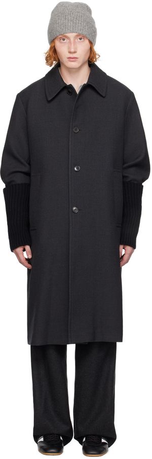 Dries Van Noten Manteau gris à simple boutonnage
