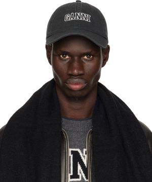 GANNI Casquette noire à logo brodé