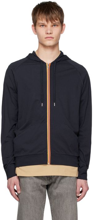 Paul Smith Navy Drawstring Zip Hoodie