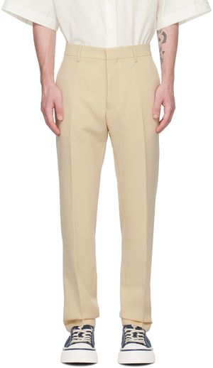 AMI Paris Beige Cigarette Fit Trousers