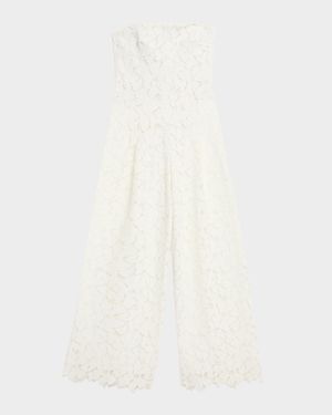 Rebecca Strapless Corded Lace Wide-Leg Jumpsuit