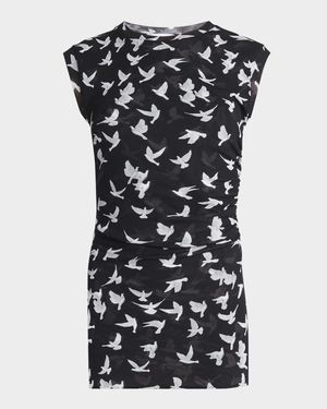 Mesh Flying Bird Haze Ruched Top