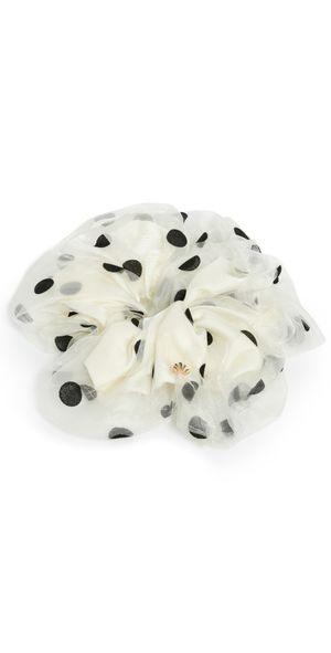 Lele Sadoughi Oversized Polka Dot Scrunchie Ivory One Size