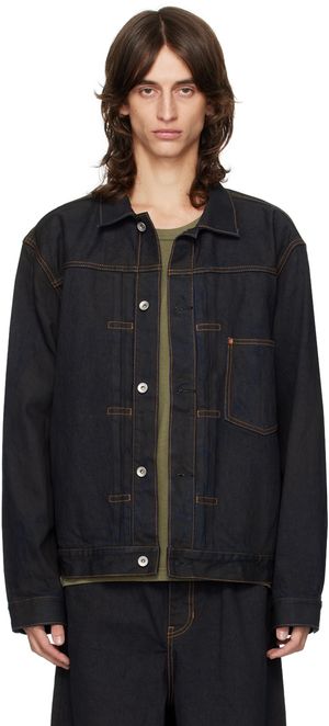 sacai Navy Denim Print Jacket
