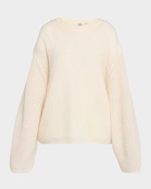 Mohair-Blend Ribbed Crewneck Sweater