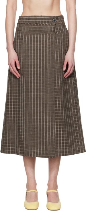 mfpen Brown Classic Wrap Midi Skirt