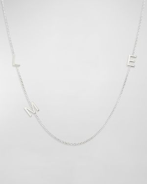 Mini 3-Letter Personalized Necklace, 14k White Gold