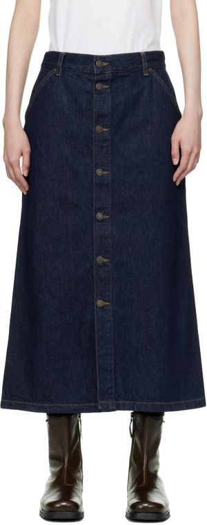 Carhartt Work In Progress Blue Marvin Denim Midi Skirt