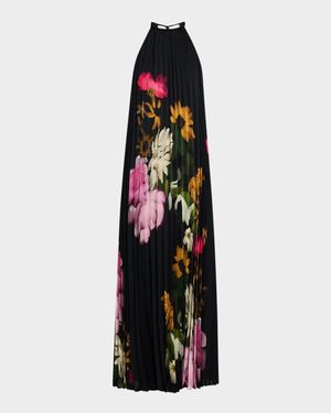 Leona Floral Satin Open-Back Maxi Dress