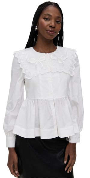 English Factory Big Collar Poplin Shirt Blouse White L