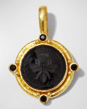 19K Queen Bee Carved Onyx Pendant