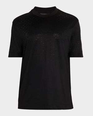 Men's Clubwear Cotton-Lyocell Jersey Rhinestone Logo T-Shirt